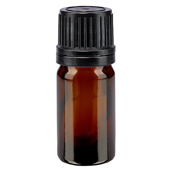 Flacon de pharmacie brun 5ml bouchon vissable noir bague de coulée bouchon d'inviolabilité Flacon de pharmacie brun 5ml bouchon vissable noir bague de coulée bouchon d'inviolabilité