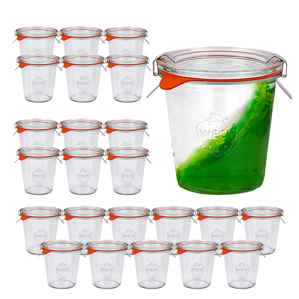Lot de 24 verres à pied Weck 290ml de haut, 1/5L de verre