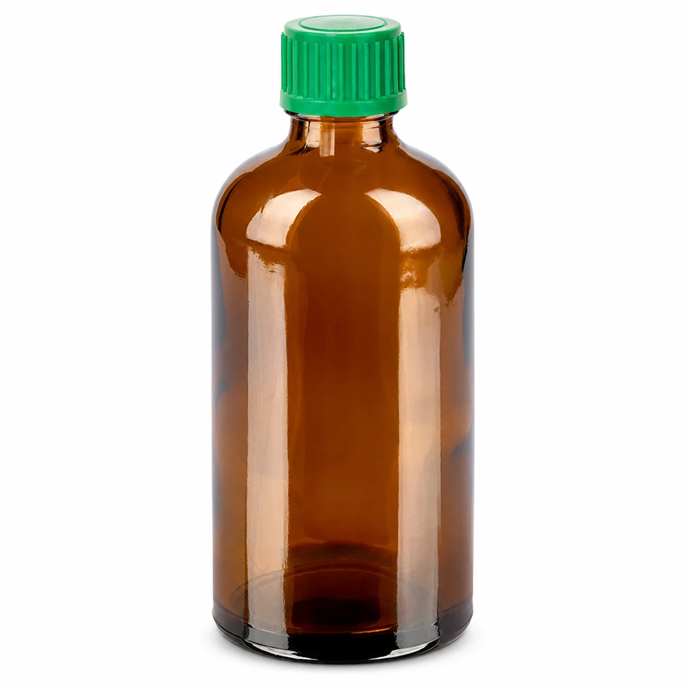 Flacon 100ml 11mm SV vert OV BrownLine UT18/100 Bouteille de protection contre la lumière en verre brun 100ml idéale pour les huiles essentielles et les teintures