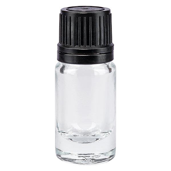Flacon de pharmacie clair 5ml bouchon compte-gouttes Premium 1mm noir bouchon original