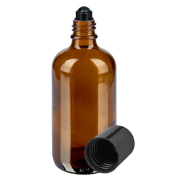 Flacon de déodorant en verre ambré 100 ml, déo à bille vide Flacon de déodorant en verre ambré 100 ml, déo à bille vide