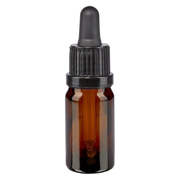 Flacon brun 5 ml + pipette noire à système d'inviolabilité Flacon brun 5 ml + pipette noire à système d'inviolabilité