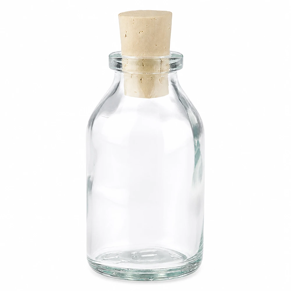 Flacon en verre clair 20 ml avec bouchon de liège 11/14 mm Zylindrische Glasflasche 20ml mit passendem Korken 11/14mm Produktfoto
