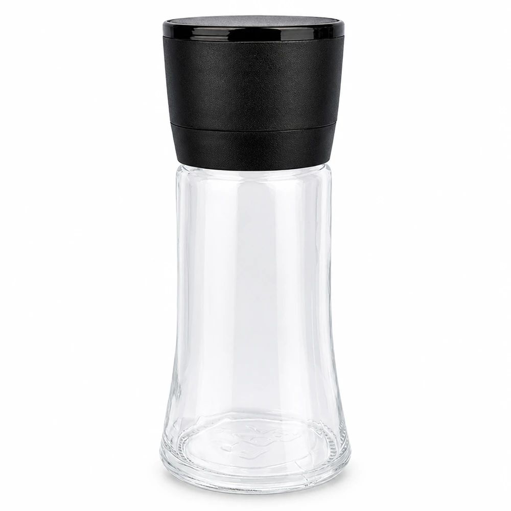 Bocal à sel/épices 95ml avec moulin Vario noir - Set avantageux : Bocal à épices Bobby avec moulin réglable. Pour le gros sel et le poivre.