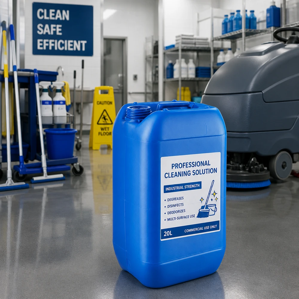 Bidon 15 litres bleu sans bouchon Bidon empilable de 15 L, bleu, sans couvercle, adapté aux solutions désinfectantes et nettoyantes