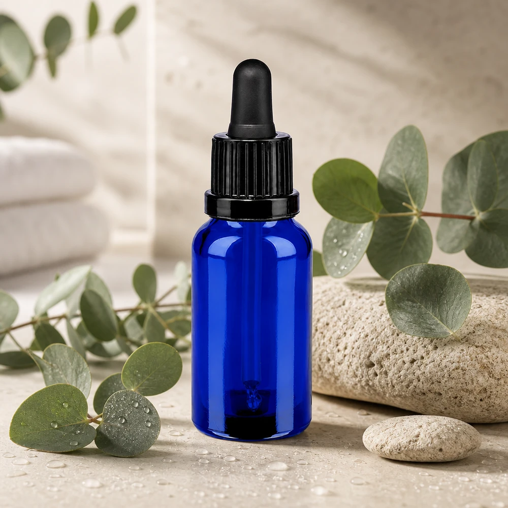 Flacon à pipette 20ml noir OV BlueLine UT18/20 Bouteille en verre pratique de 20 ml avec dosage précis des gouttes pour les sérums et les teintures