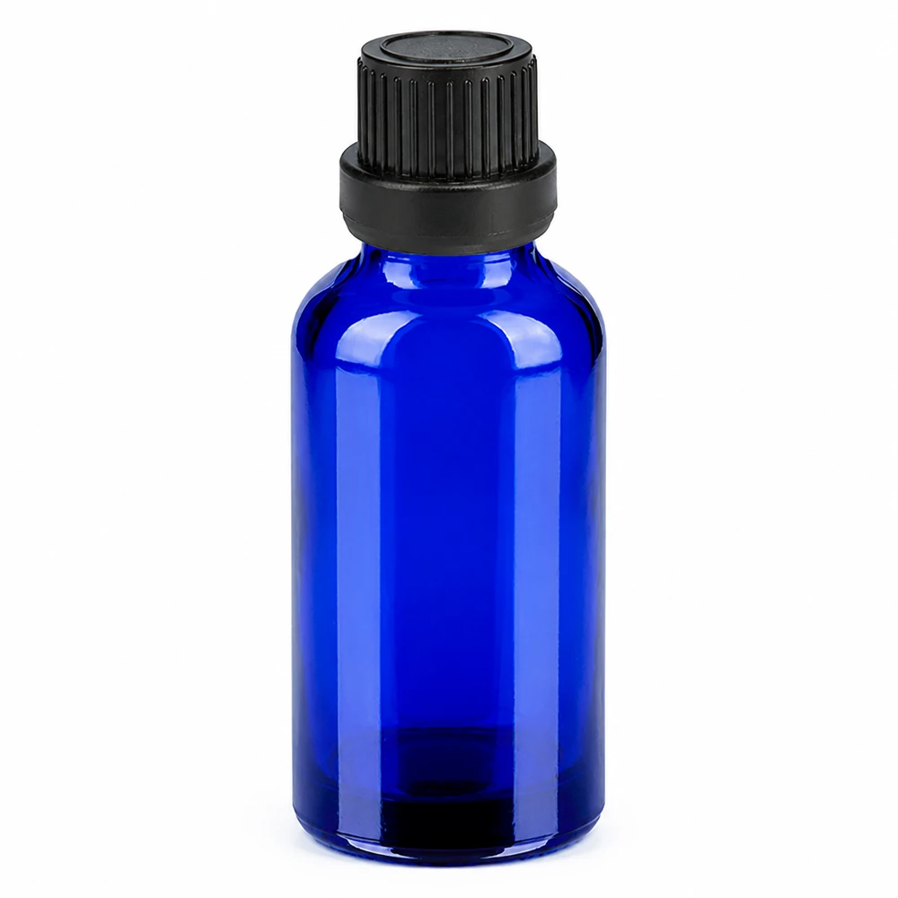 Flacon 30ml 11mm SV noir OV BlueLine UT18/30 Bouteille en verre bleu de 30ml pour l'aromathérapie et les cosmétiques DIY avec compte-gouttes