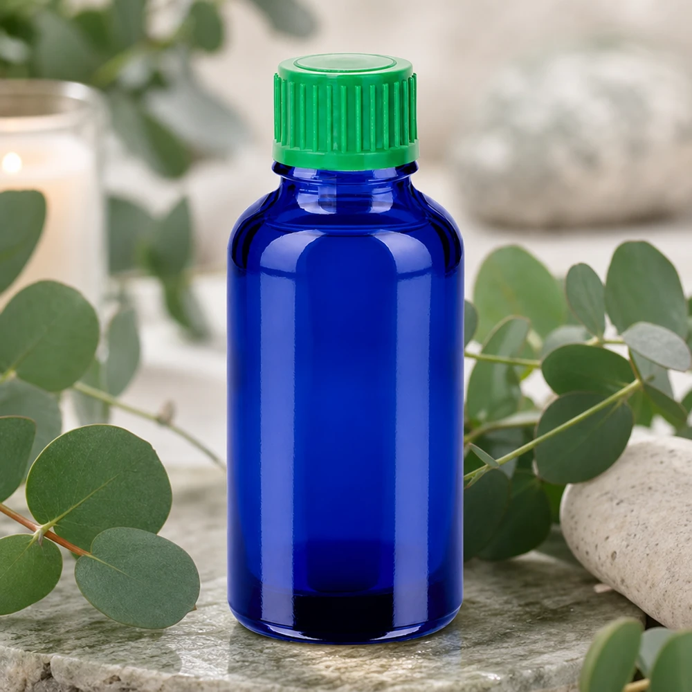 Flacon compte-goutte 30ml 0.8mm vert STD BlueLine UT18/30 Flacon compte-gouttes professionnel de 30 ml en verre bleu anti-UV pour les substances sensibles