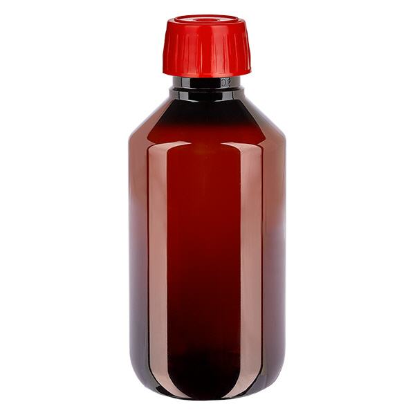Flacon PET 200ml avec bouchon de dégazage rouge
