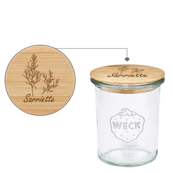 Boîte en bois « sarriette » avec verre WECK plongeant 160 ml