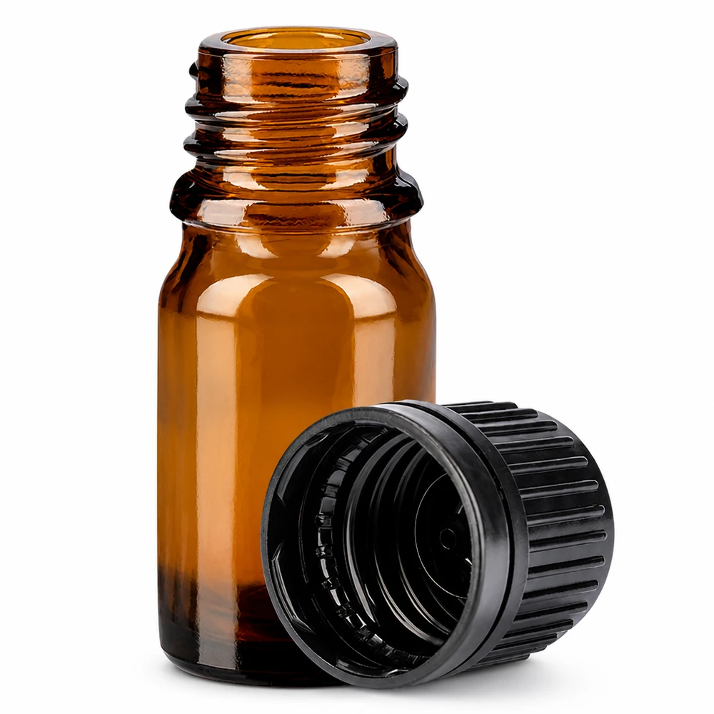 Flacon 5ml 11mm SV noir OV BrownLine UT18/5 Flacon en verre de 5ml avec un pas de vis de 11mm et un bouchon noir pour un dosage précis