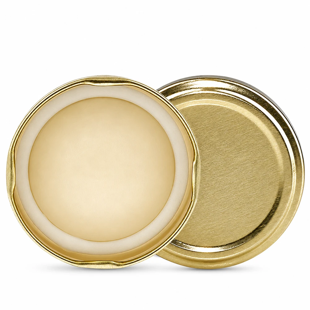 Couvercle BasicSeal 63 mm doré (TO63) UNiTWIST Comparaison entre le couvercle BasicSeal doré TO63 (surface d'étanchéité de 63 mm) et la face extérieure lisse