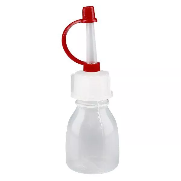 Flacon 10 ml, col étroit, teinte naturelle, filetage 14 mm + compte-gouttes avec courroie de maintien et capuchon Flacon 10 ml, col étroit, teinte naturelle, filetage 14 mm + compte-gouttes avec courroie de maintien et capuchon