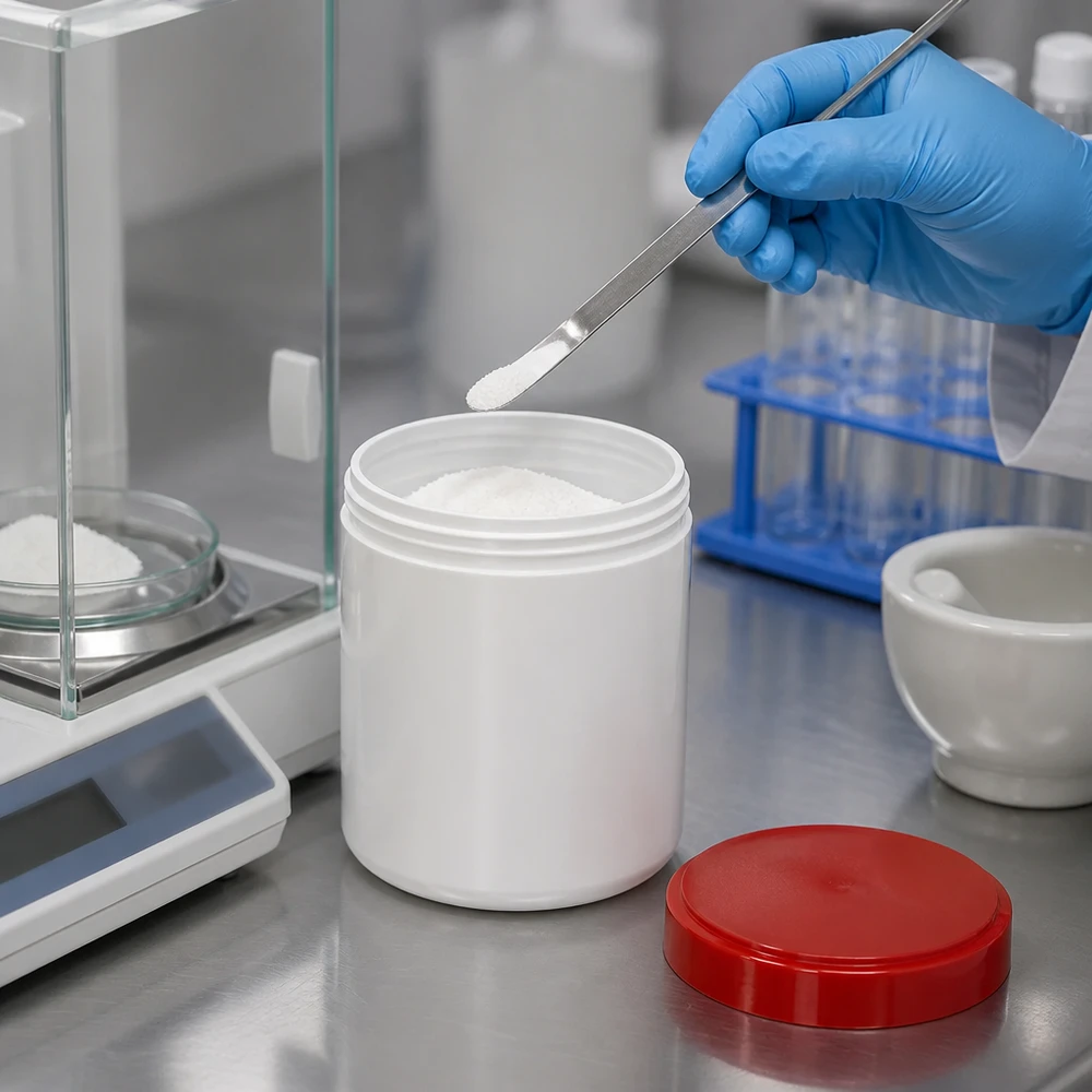 Pot à pommade compact en PP de 30 ml avec couvercle rouge amovible, destiné à un usage en laboratoire