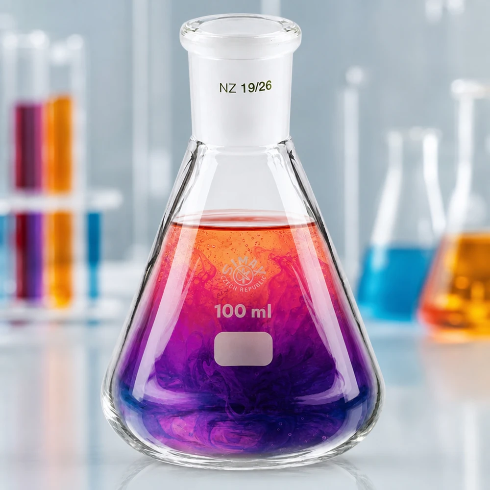 Erlenmeyer 100 ml col étroit, verre borosilicate à rodage normalisé 19/26