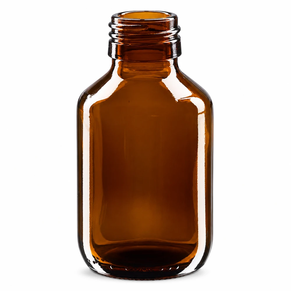 Flacon médical 100 ml couleur ambrée, PP 28 Bouteille médicale brune de 100ml en verre ApoGlas de haute qualité sans bouchon PP28