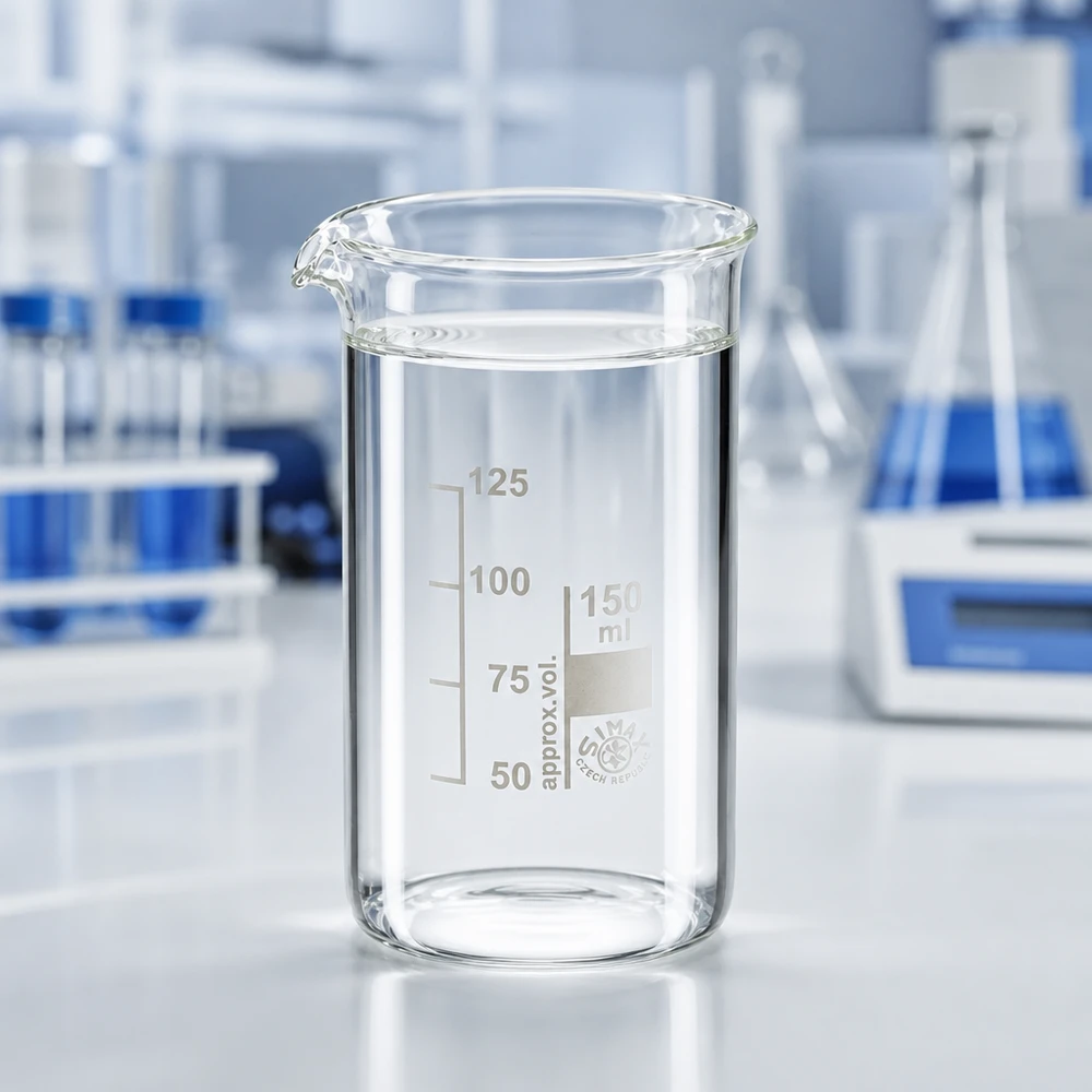 Bécher 150ml en verre borosilicate résistant à la chaleur (forme haute) Verre à bec élancé en verre borosilicaté de 150 ml, de forme haute, muni d'un bec verseur pour un dosage précis