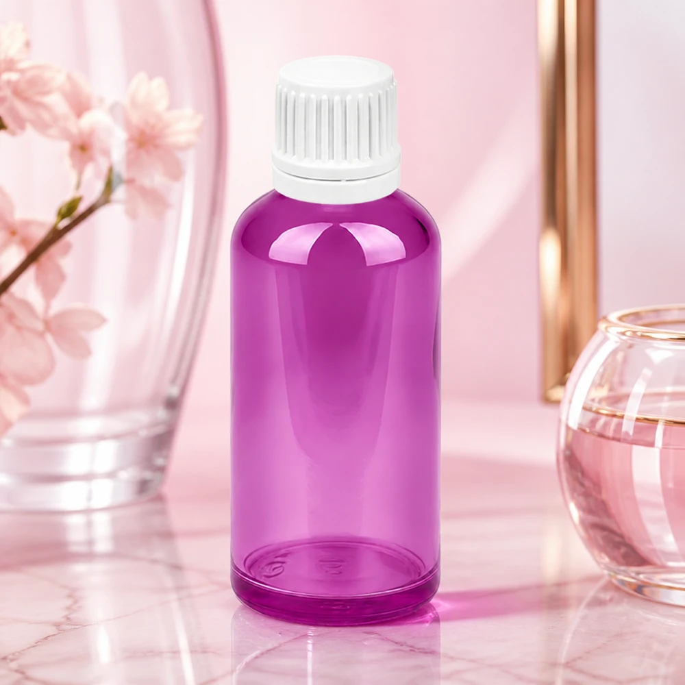 Flacon compte-gouttes 50ml 0,7mm blanc Originalité Bouchon à vis PurpleLine UT18/50 Flacon violet de 50 ml de haute qualité avec un design ergonomique pour une manipulation et un dosage faciles