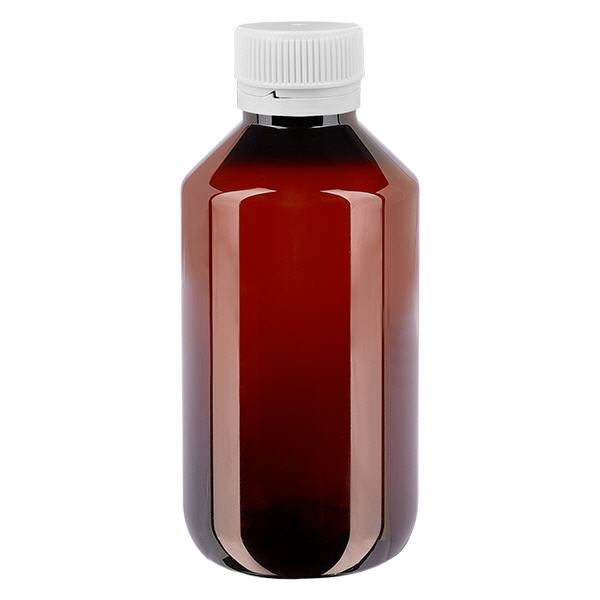 Bouteille PET 100ml avec OV blanc strié Bouteille PET 100ml avec OV blanc strié