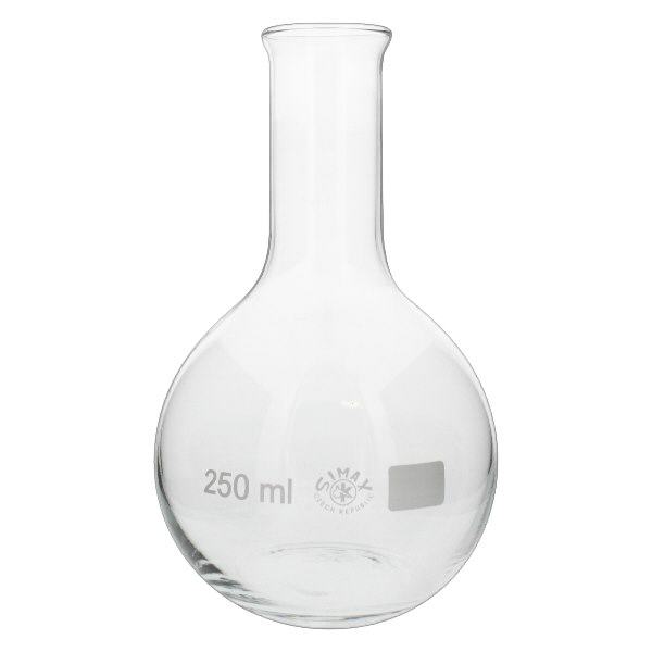 Ballon à fond plat 250ml en borosilicate à col étroit avec bord arrondi