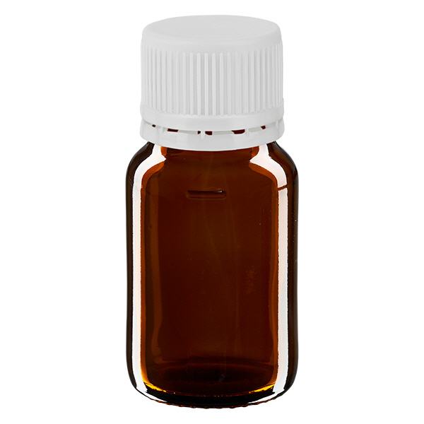 Bouteille à usage médical de 30 ml, marron, avec bouchon blanc d'origine