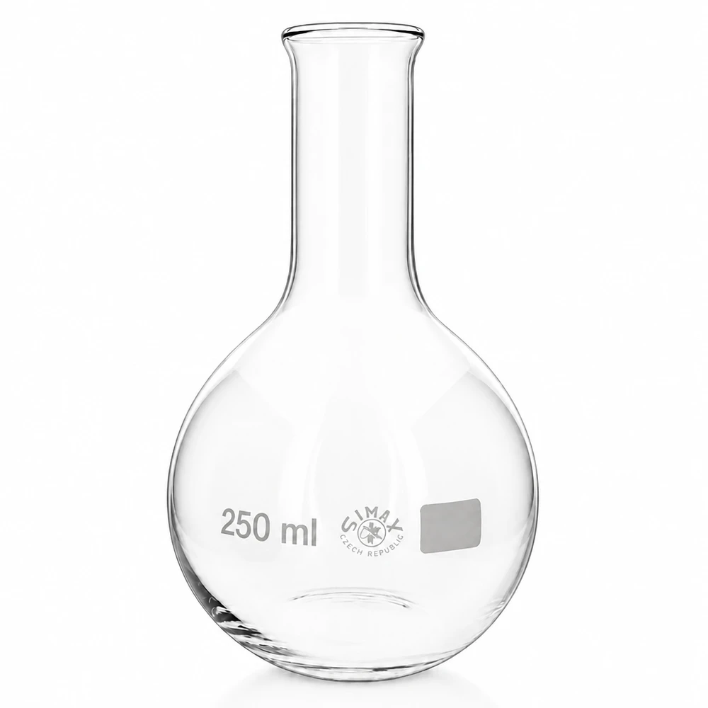Ballon à fond plat 250ml en borosilicate à col étroit avec bord arrondi Ballon de laboratoire 250ml transparent avec col étroit pour une conduite de réaction contrôlée