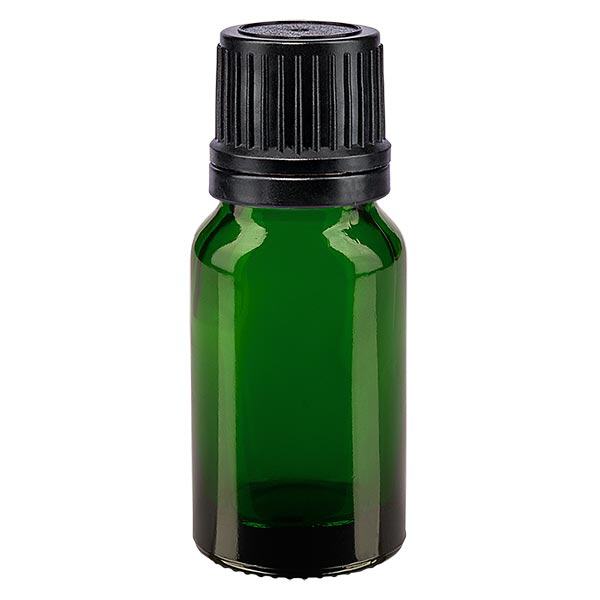 Flacon à pharmacie vert 10ml bouchon à visser noir Verserr. Bouchon d'inviolabilité