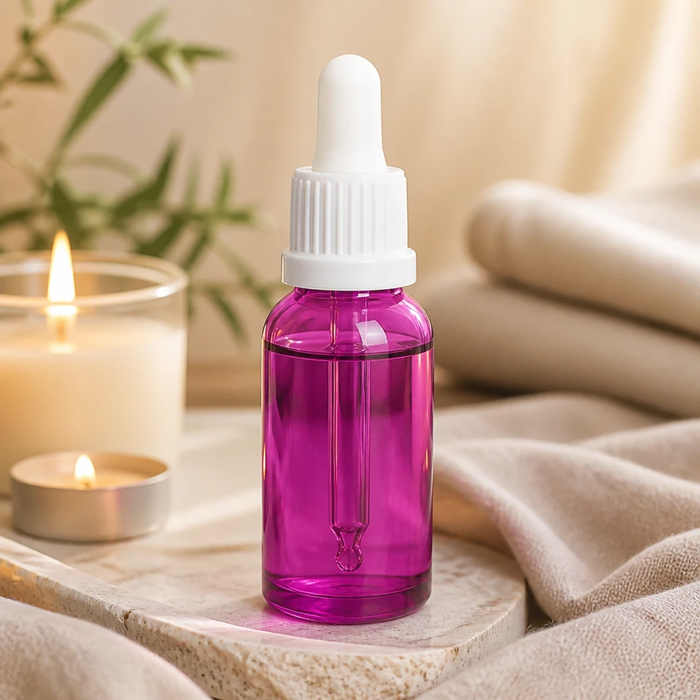 Flacon pipette 20ml blanc originalité bouchon à vis PurpleLine UT18/20 Bouteille à pipette professionnelle 20ml en violet pour les laboratoires et l'industrie cosmétique