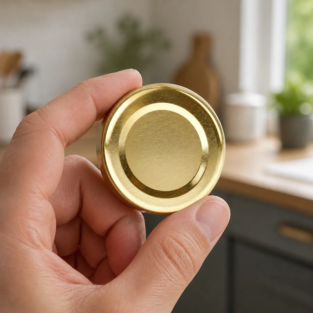 Couvercle Twist-Off doré de 48 mm BasicSeal TO48 dans la cuisine de Menschenhand
