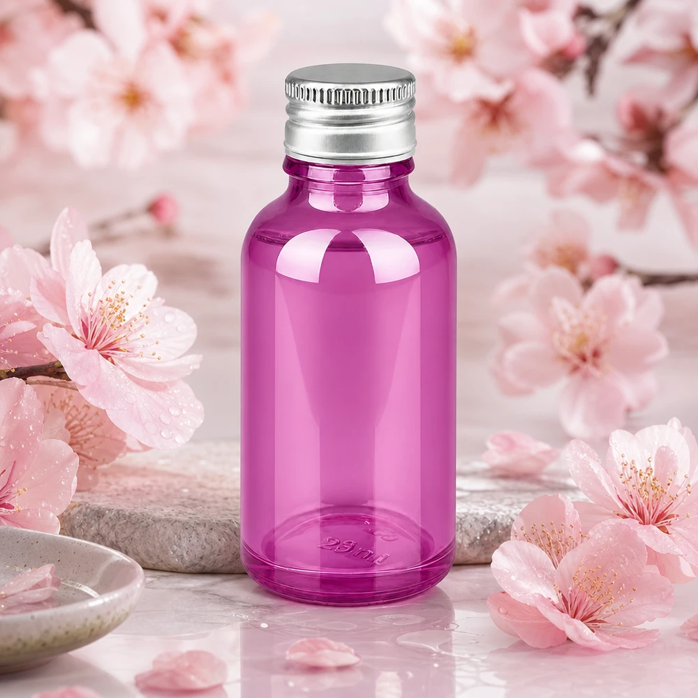 Flacon 30ml bouchon à vis 11mm alu-argent standard PurpleLine.UT18/30 Bouteille en verre de 30 ml d'un pourpre éclatant avec un bouchon en aluminium résistant à la corrosion