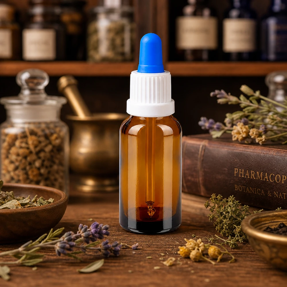 20ml flacon à pipette blanc/bleu OV BrownLine UT18/20 Petit flacon en verre de 20 ml avec pipette de qualité pharmaceutique pour la médecine naturelle
