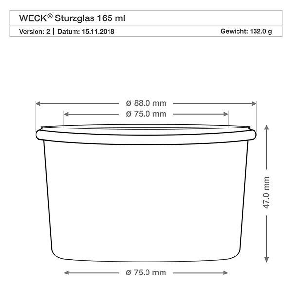 165ml bocal conique WECK RR80 avec bouchon nature