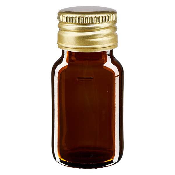 Bouteille médicale de 30ml brune avec bouchon en aluminium or