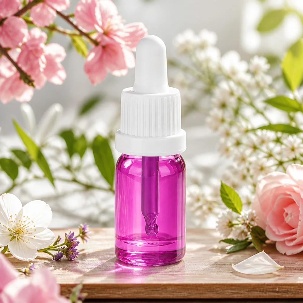 Flacon pipette 5ml blanc Originalité Bouchon à vis PurpleLine UT18/5 Mini-bouteille en verre violet de 5ml avec pipette ergonomique pour une application précise des gouttes