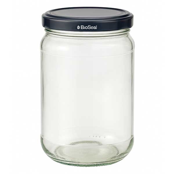 305ml Verre rond avec couvercle BioSeal noir UNiTWIST