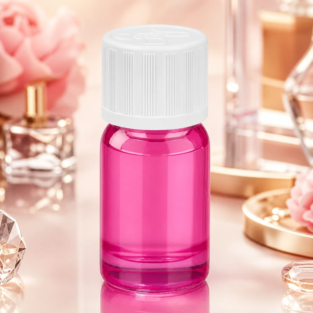 Flacon 5ml bouchon à vis 11mm blanc standard sécurité enfant PurpleLine UT18/5 Bouteille en verre violette pratique de 5 ml avec filetage standard, parfaite pour les voyages et les déplacements