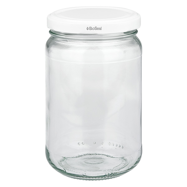 305ml Verre rond avec couvercle BioSeal blanc UNiTWIST