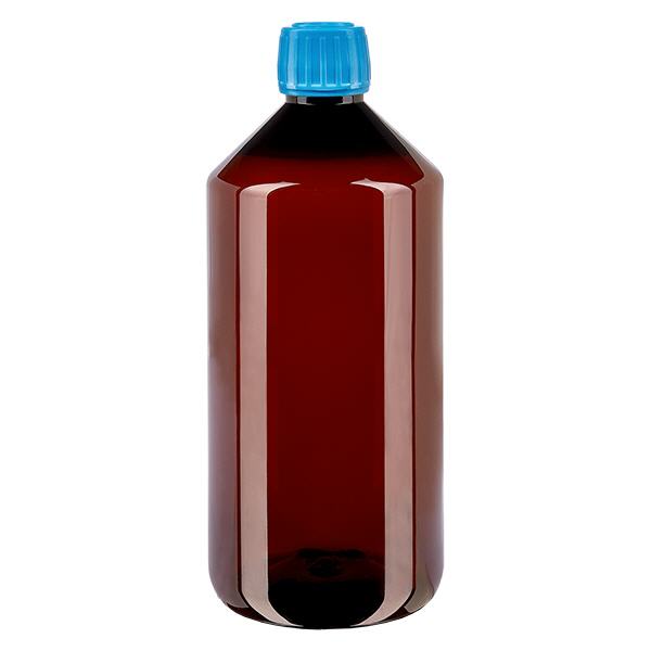 Bouteille PET 1000ml avec bouchon bleu,bouchon d'inviolabilité Bouteille PET 1000ml avec bouchon bleu,bouchon d'inviolabilité