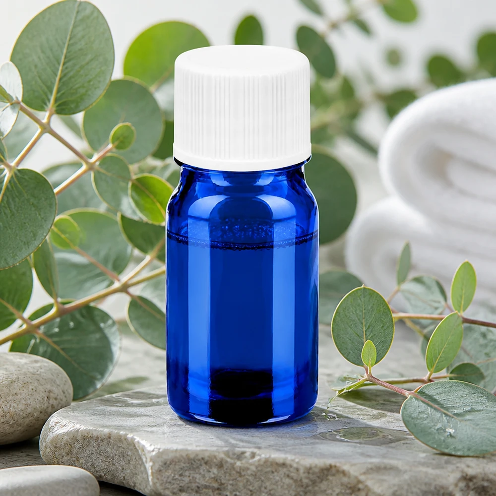 Flacon de 5ml 11mm SV blanc STD BlueLine UT18/5 Protection UV 5ml flacon en verre bleu avec bouchon à vis blanc idéal pour la fabrication de cosmétiques naturels