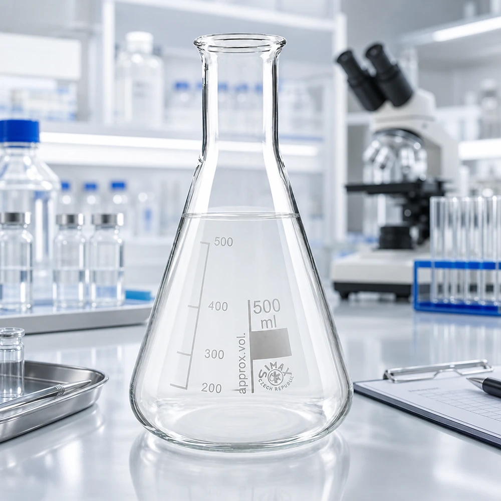 Erlenmeyer 500ml col large, verre borosilicate Fiole erlenmeyer professionnelle à col étroit de 500 ml pour les analyses scientifiques en laboratoire