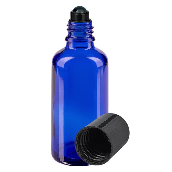 Flacon de déodorant en verre bleu 50 ml, déo à bille vide Flacon de déodorant en verre bleu 50 ml, déo à bille vide