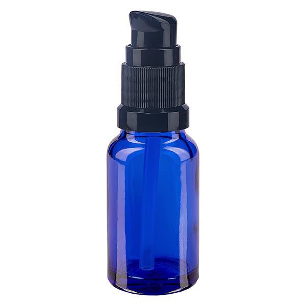 Flacon de pharmacie bleu 10ml bouchon pompe noir standart