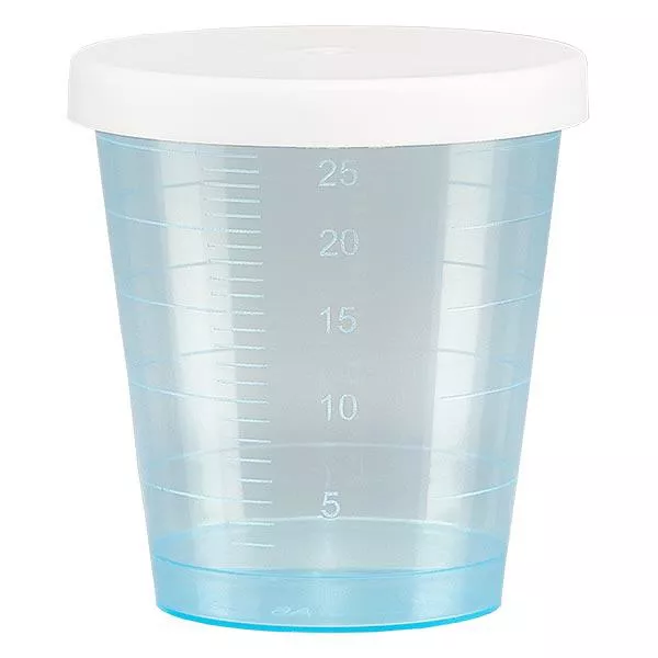 Gobelet à médicaments 30 ml + couvercle à déclic (gobelet pharmaceutique / verre à eau-de-vie) couleur : bleu