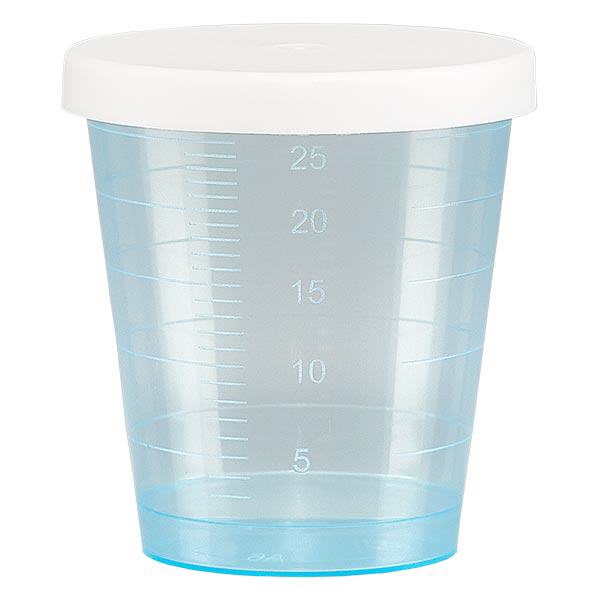 Gobelet à médicaments 30 ml + couvercle à déclic (gobelet pharmaceutique / verre à eau-de-vie) couleur : bleu