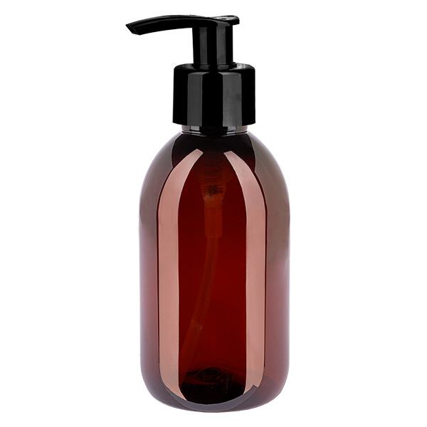 Flacon PET 250ml avec pompe distributrice noire Flacon PET 250ml avec pompe distributrice noire
