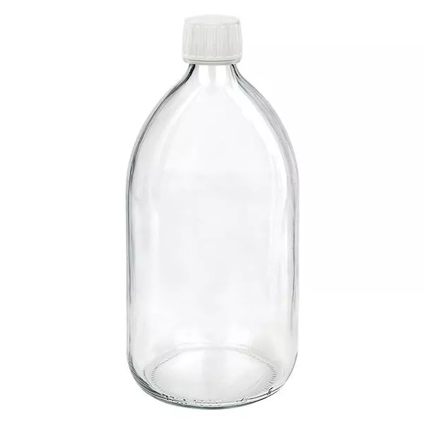 Flacon médical 1000 ml couleur claire avec bouchon blanc Flacon médical 1000 ml couleur claire avec bouchon blanc