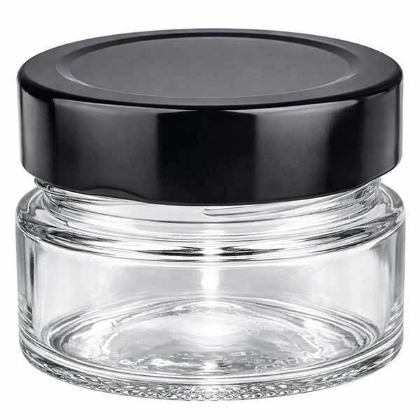 80ml Verre rond avec couvercle BasicSeal noir UNiTWIST