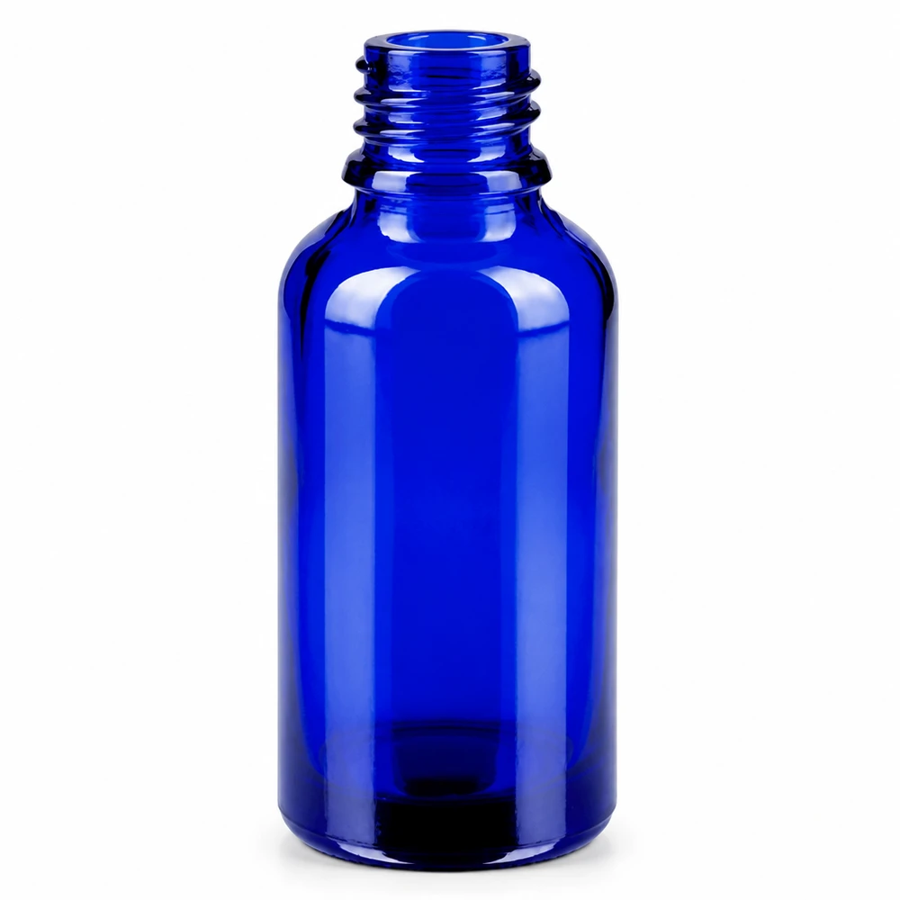 Vaporisateur 30ml jaune/tr. STD BlueLine UT18/30 Vaporisateur en verre bleu cobalt pratique de 30 ml, parfait pour les déplacements et les voyages