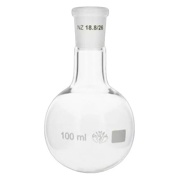 Ballon à fond plat 100ml col étroit borosilicate avec broyage 19/26 Ballon à fond plat 100ml col étroit borosilicate avec broyage 19/26