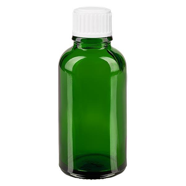 Flacon à pharmacie vert 30ml bouchon à vis blanc standard